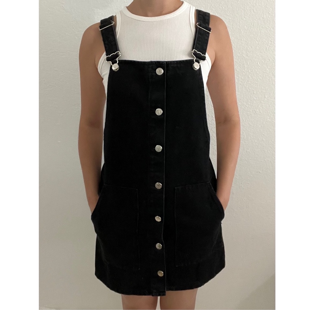 Zara TRF Black Denim Overall Dress.